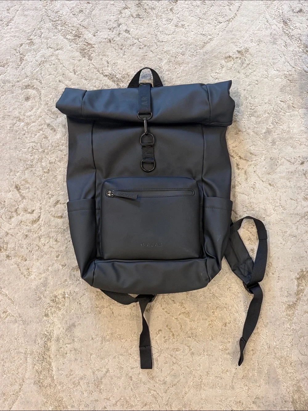 Pajar Black Roll-Top Backpack with Front Zip Pocket